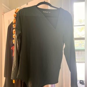 Hunter Green Asymmetrical neck XL body suit